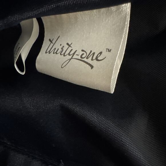 Thirty-One Dream Big Woven Straw Pattern with Navy Blue Panel Tote Bag 16x11x5 - Picture 6 of 6